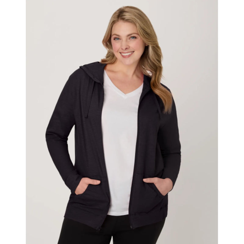 Hanes - Womens Slub Jersey Full Zip Hoodie