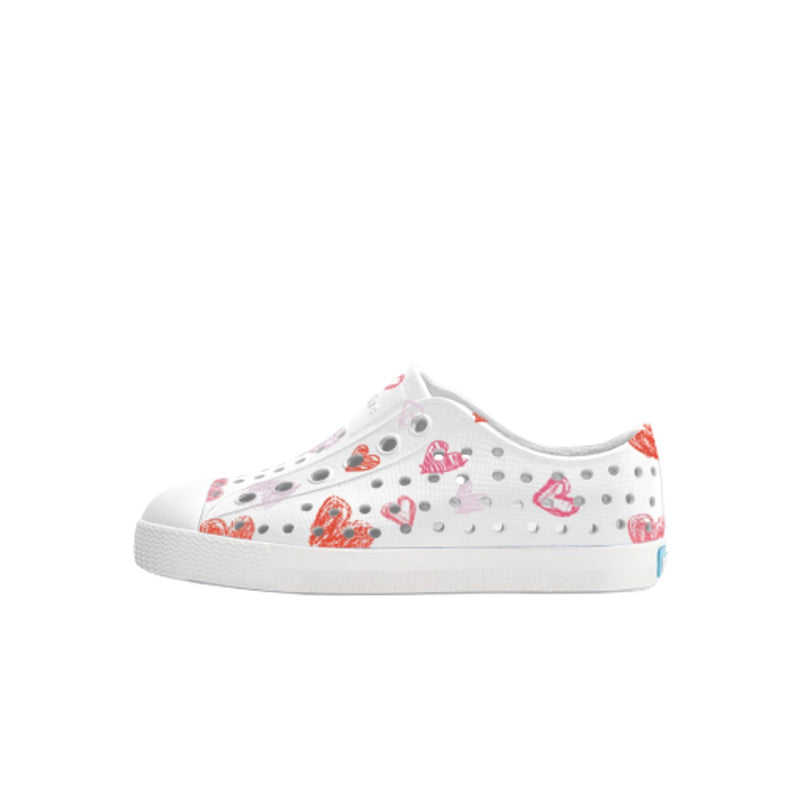 Native Shoes - Unisex Jefferson Print Kids - Shell White/ Shell White/ Heart Graffiti