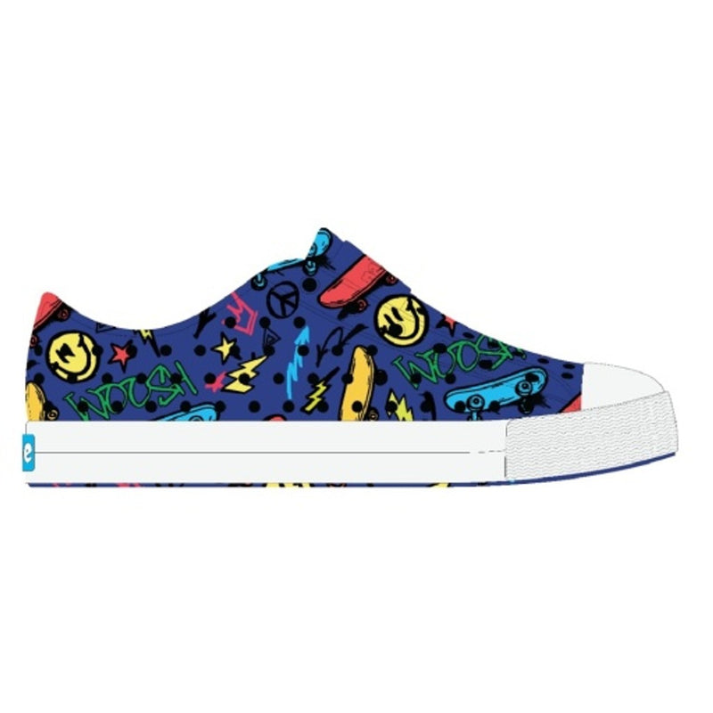 Native Shoes - Unisex Jefferson Print Kids - Adventure Blue/ Shell White/ Skateboard Graffiti