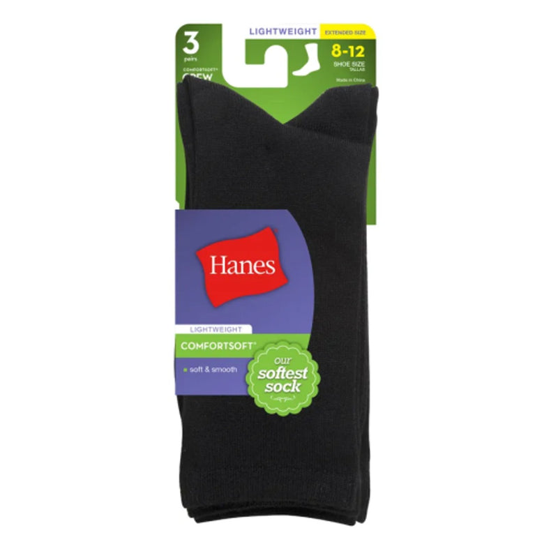 Hanes - Womens Comfortsoft Womens Crew Socks Fits Shoe Sizes Up to 8-12 3-Pack
