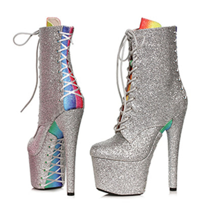 Ellie Shoes - 7" Stiletto Ankle Boot with Corset Detail