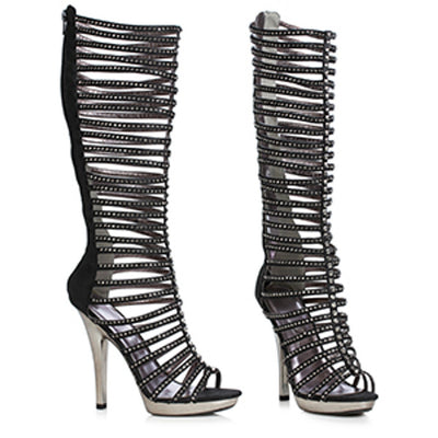 Ellie Shoes - 5" Heel Mid Calf Straps W/Rhinestone