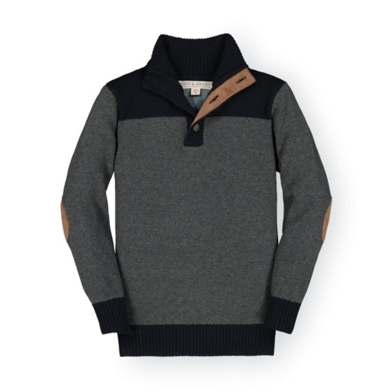 Hope & Henry - Boys Contrast Sweater with Elbow Patches