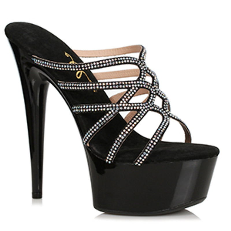 Ellie Shoes - 6" Rhinestone Mule Sandal