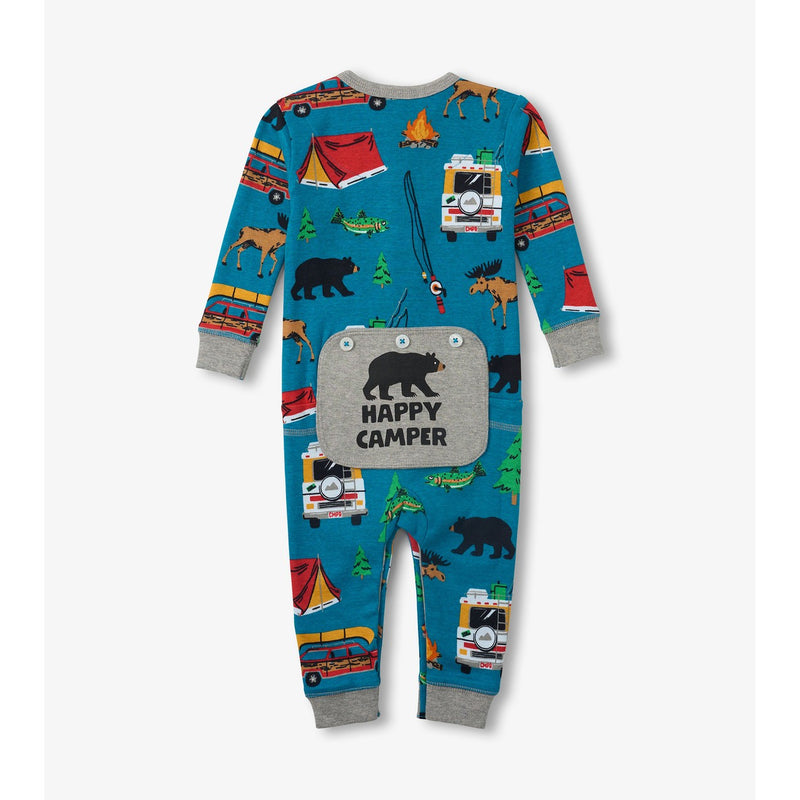 Little Blue House - Retro Cabin Baby Union Suit
