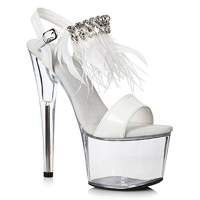 Ellie Shoes - 7" Feather and Rhinestone Sandal