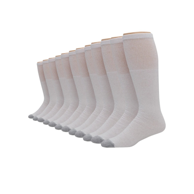 Hanes - Mens Double Tough Mens Over-the-Calf Tube Socks Shoe Sizes 6-12 12-Pairs