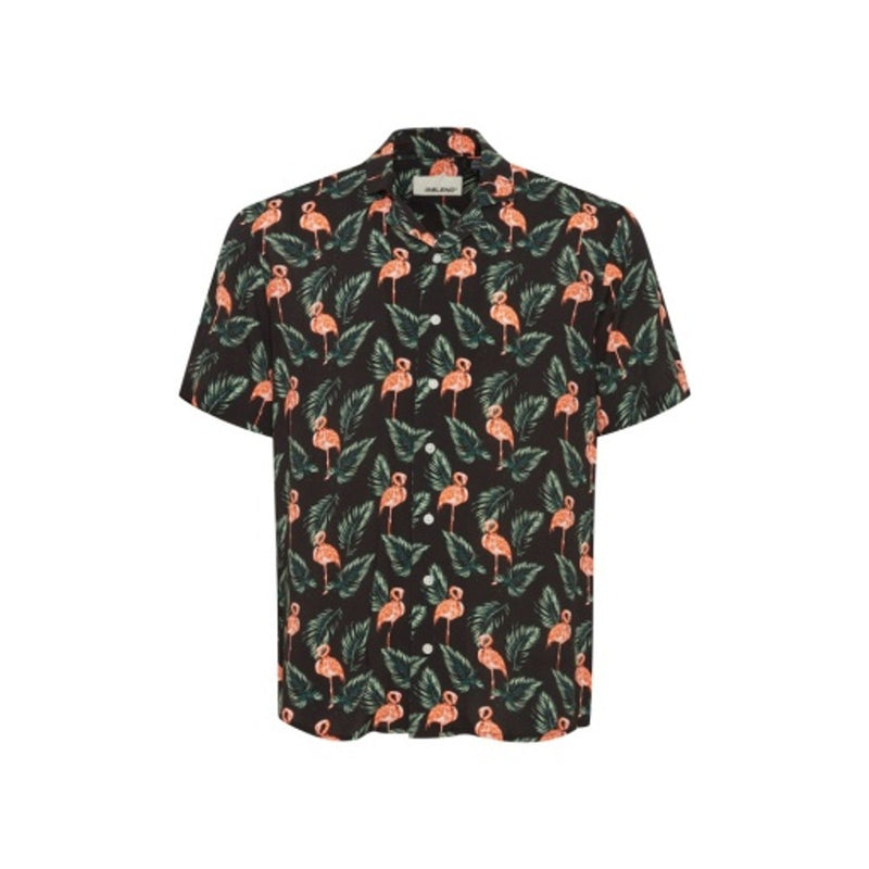DK Company - Mens Button-Up Viscose Shirt with Flamingos