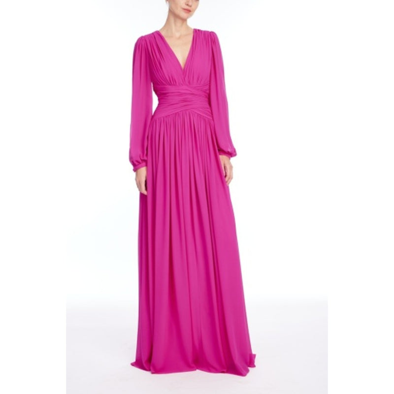 Badgley Mischka - Womens V Nk Draped Gown