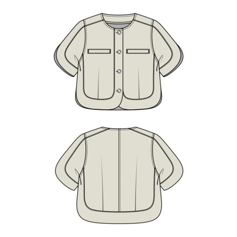 Liverpool Los Angeles - Womens Collarless Short Sleeve Cropped Jacket