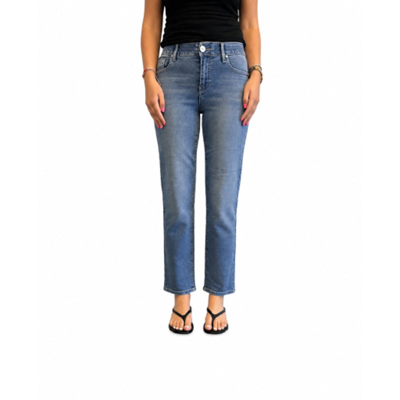 1822 Denim - Womens Petite 27" Mid-Rise Straight Leg Jean with Magic Waistband