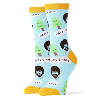 Oooh Yeah - Womens Crew Bob Ross Happy Tree Blue