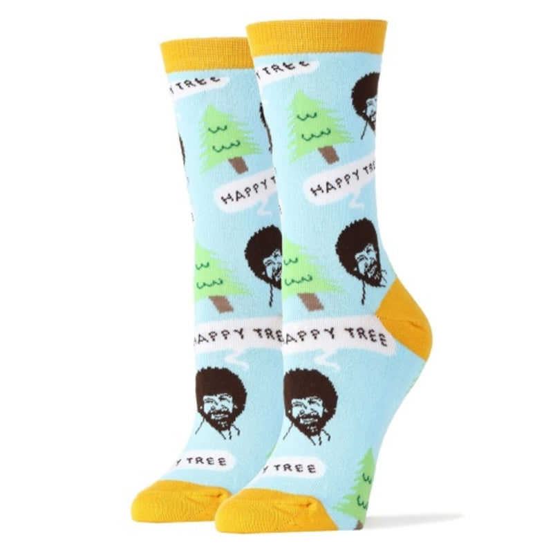 Oooh Yeah - Womens Crew Bob Ross Happy Tree Blue