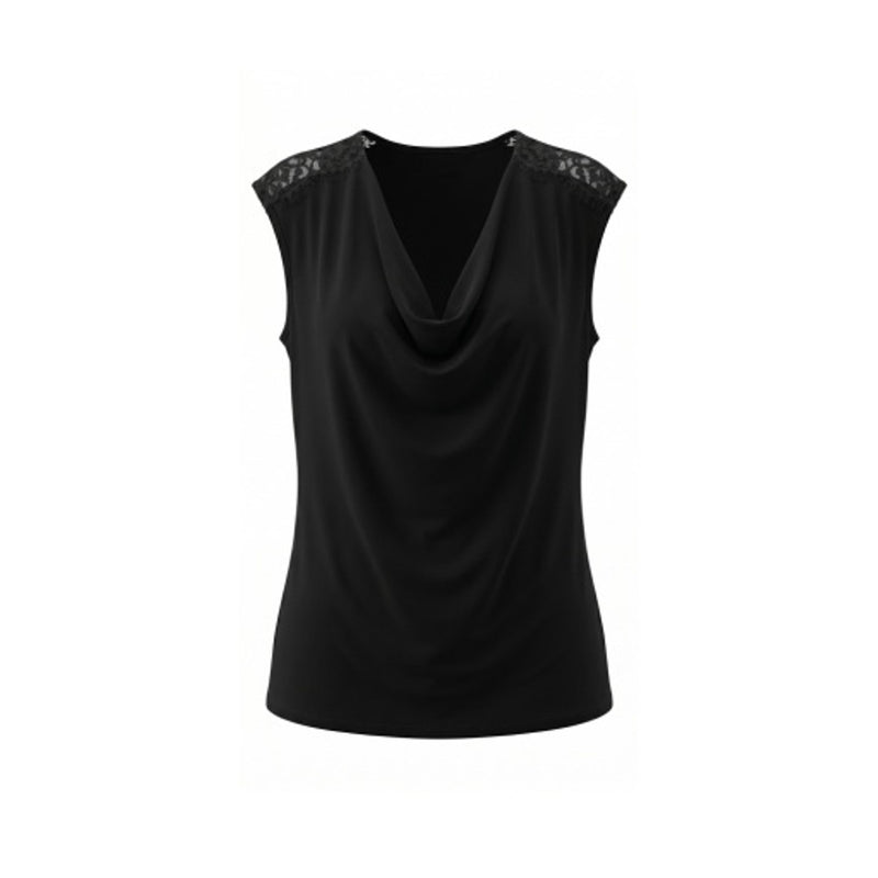 Liverpool Los Angeles - Womens Draped Neck Slvless Knit Tpo with Lace