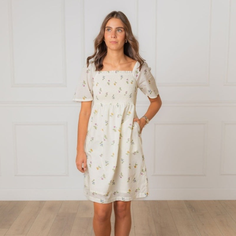 Hope & Henry - Womens Organic Bell Sleeve Smocked Dress