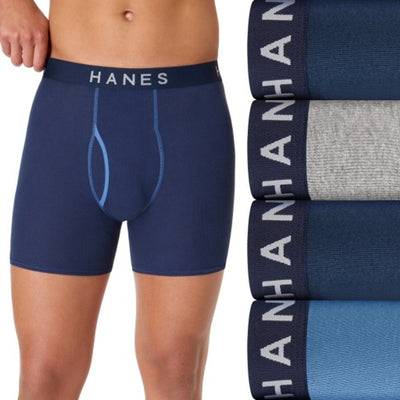 Hanes - Mens Ultimate Mens Underwear Boxer Briefs Pack 4-Pack Comfortsoft Cotton Ringer Boxer Briefs Moisture-Wicking