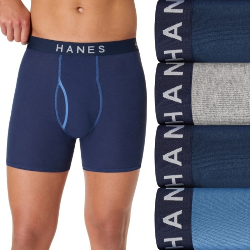 Hanes - Mens Ultimate Mens Underwear Boxer Briefs Pack 4-Pack Comfortsoft Cotton Ringer Boxer Briefs Moisture-Wicking
