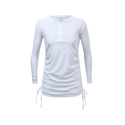 Snapper Rock - Womens Ladies White Ruched Long Sleeve Swim Dress