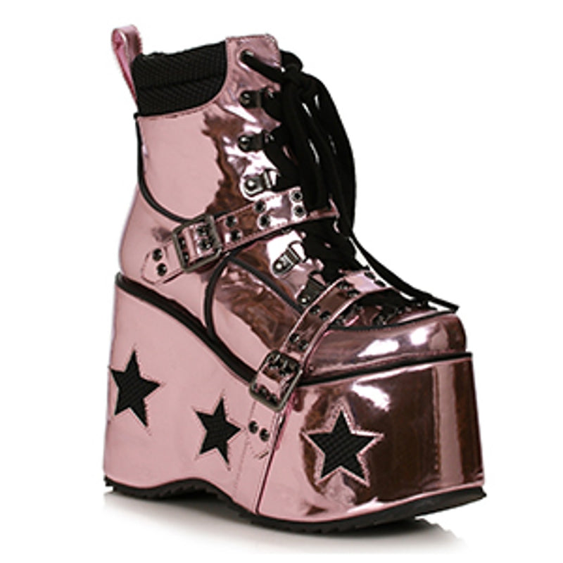 Ellie Shoes - 5"Heel Platform Bootie with Star & Buckle Decor