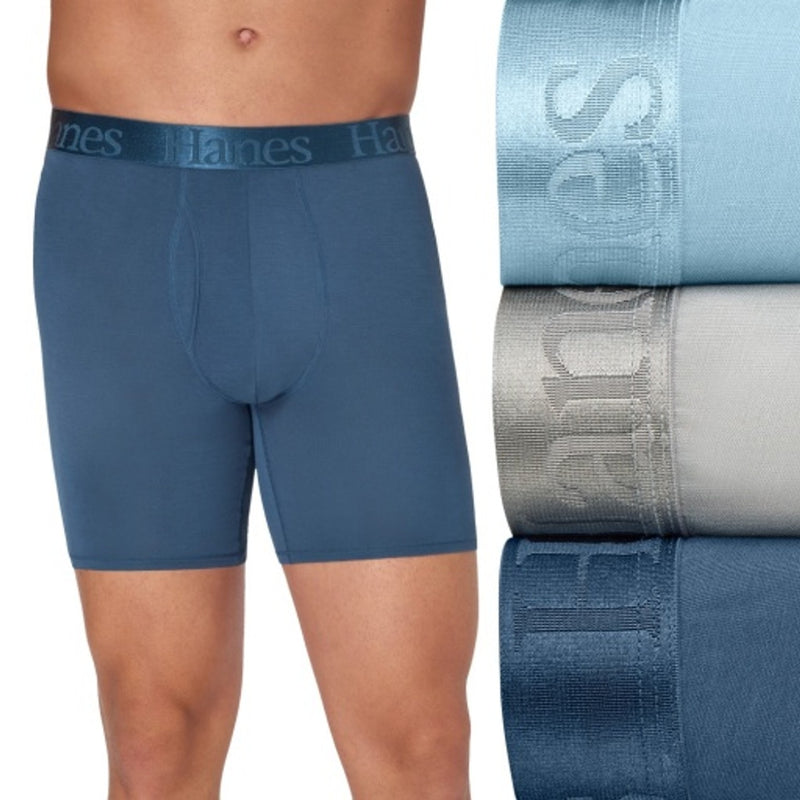Hanes - Mens Originals Ultimate Mens Supersoft Boxer Brief Underwear Total Support Pouch Assorted 3-Pack