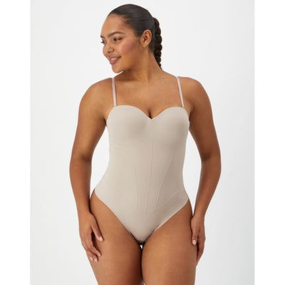 Hanes - Womens Maidenform Multiway Tummy Control Shapewear Thong Bodysuit Built-in Balconette Bra