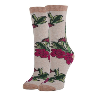 Oooh Yeah - Womens Corpse Floral-Novelty-Womens Crew Socks