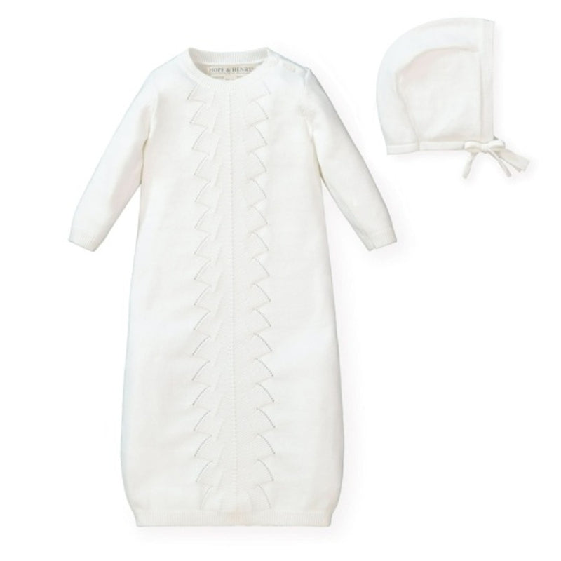 Hope & Henry - Baby Sweater Gown and Bonnet Set