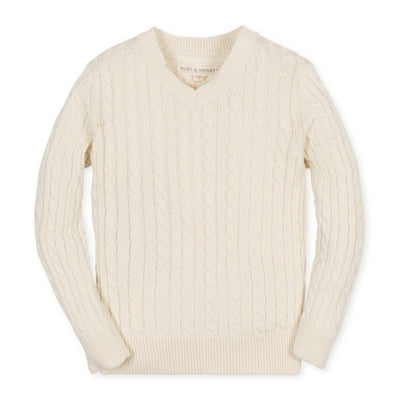 Hope & Henry - Boys Organic V-Neck Cable Sweater