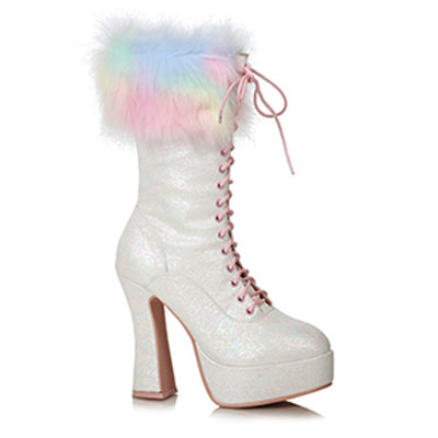 Ellie Shoes - 5" Chunky Heel Unicorn Boot with Faux Fur