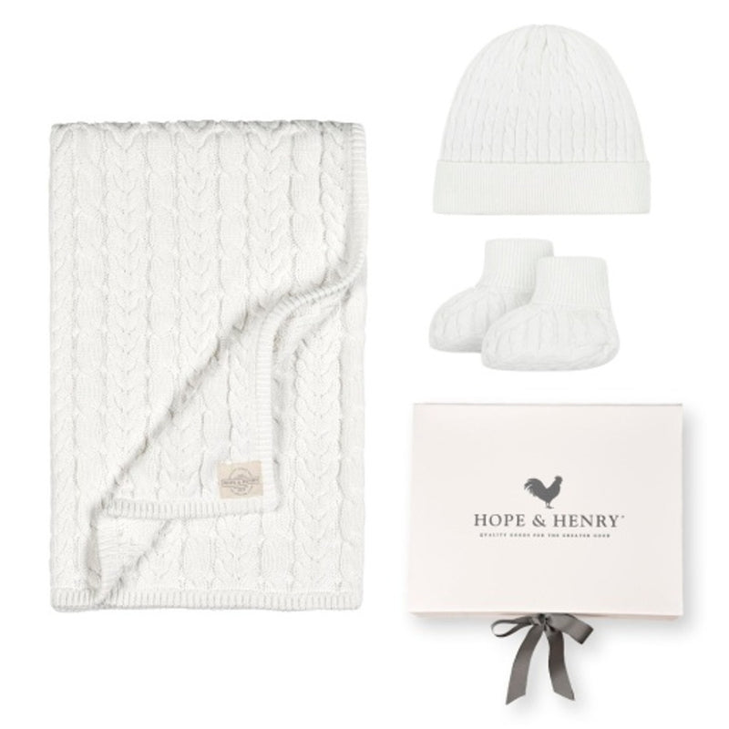 Hope & Henry - Baby Organic Cable Knit 3-Piece Boxed Gift Set