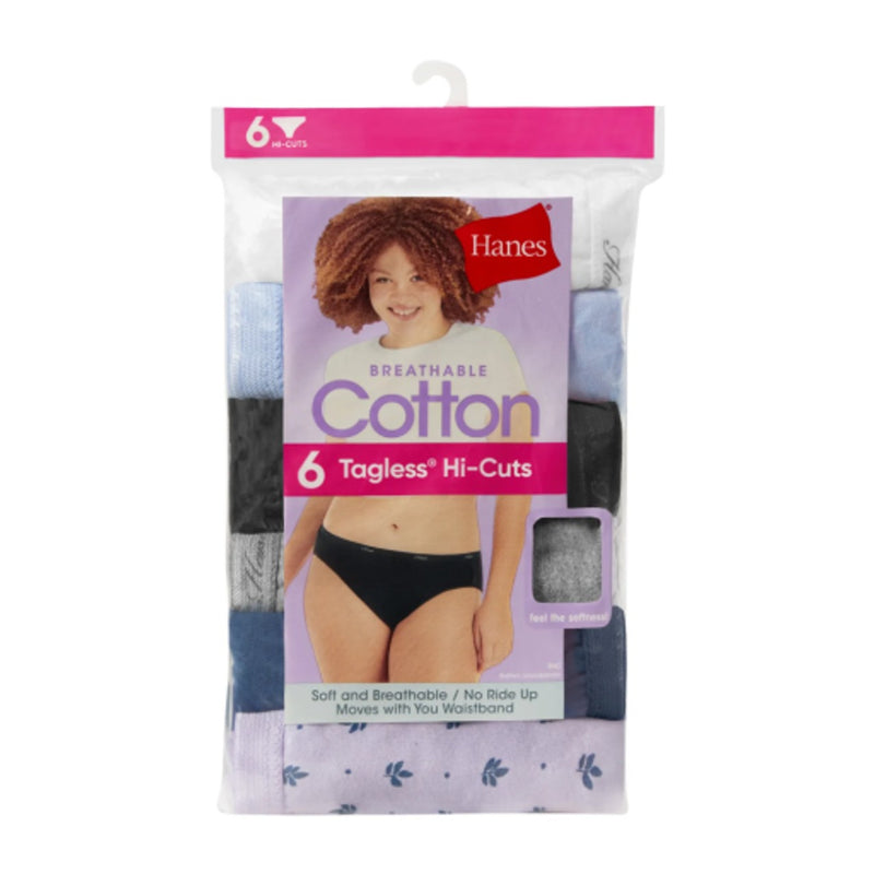 Hanes - Womens Cool Comfort Womens Cotton Hi-Cut Underwear 6-Pack