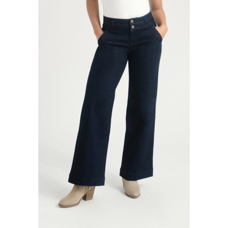 1822 Denim - Womens Petite 29" Slim Wide Leg Jean with Double Stacked Waistband