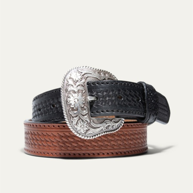 WILL Leather Goods - Mens Hand-Tooled Basketweave Belt