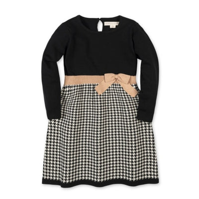 Hope & Henry - Girls Organic Skater Sweater Dress with Bow