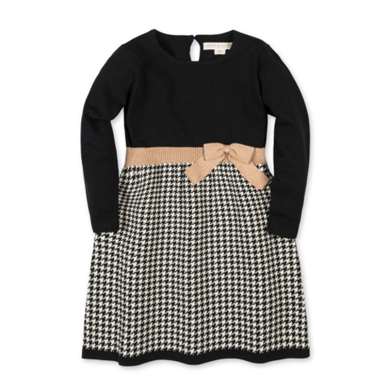 Hope & Henry - Girls Organic Skater Sweater Dress with Bow