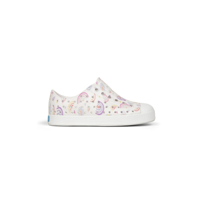 Native Shoes - Unisex Jefferson Print Kids - Shell White/ Shell White/ Bright Rainbows