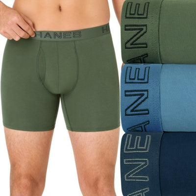 Hanes - Mens Ultimate Mens Boxer Briefs Pack 3-Pack Cotton-Stretch Underwear Moisture-Wicking