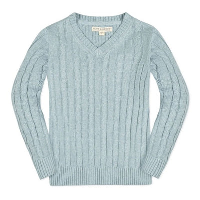 Hope & Henry - Boys Organic Fine Gauge Cable V-Neck Sweater