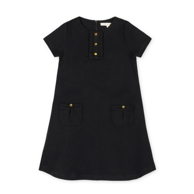 Hope & Henry - Girls Ponte a-Line Ruffle Placket Dress