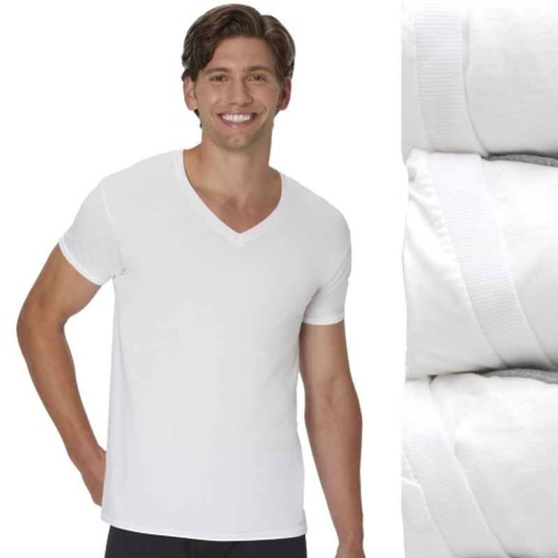 Hanes - Mens Ultimate Mens Undershirts Pack 3-Pack Comfortblend V-Neck T-Shirts Moisture-Wicking