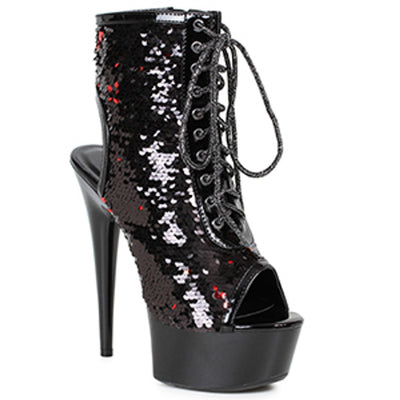 Ellie Shoes - 6" Peeptoe Sequined Ankle Bootie