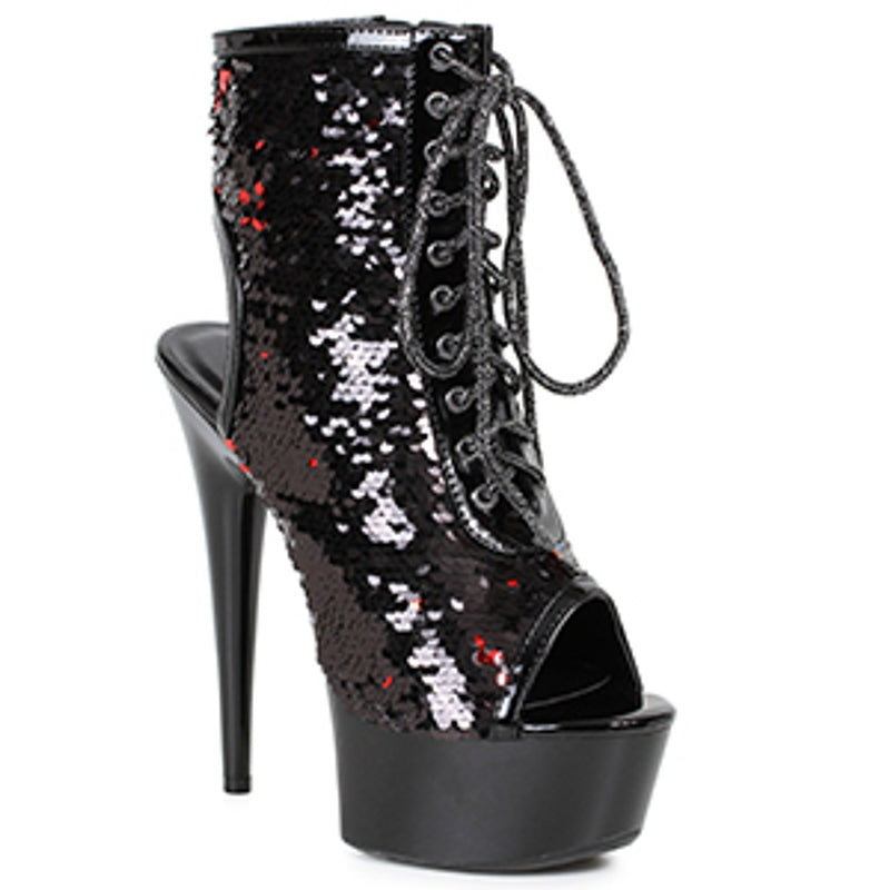Ellie Shoes - 6" Peeptoe Sequined Ankle Bootie