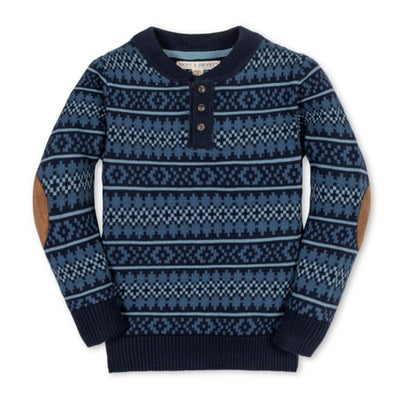 Hope & Henry - Boys Organic Sweater Henley with Elbow Patches