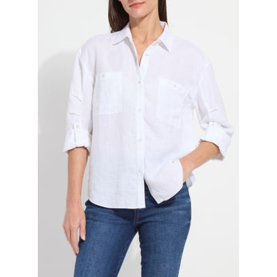 Lysse - Womens Rose Roll Tab Utility Linen Shirt