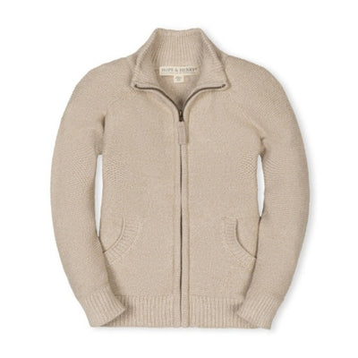 Hope & Henry - Boys Organic Full Zip Mock Neck Sweater