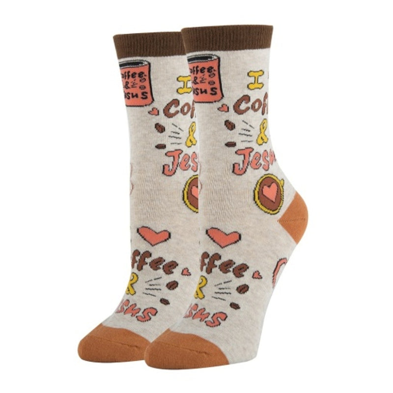 Oooh Yeah - Womens Crew Socks Coffee & Jesus