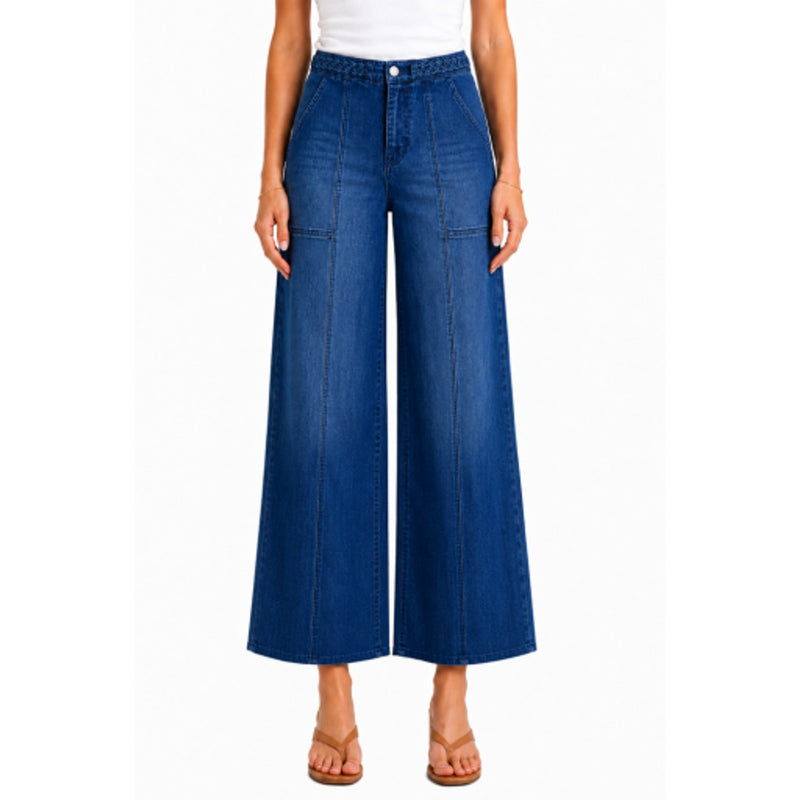 1822 Denim - Womens 27" Wide Leg Braided Waistband Jean