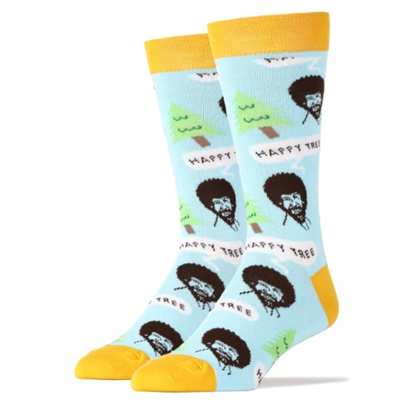 Oooh Yeah - Mens Crew Bob Ross Happy Tree Blue