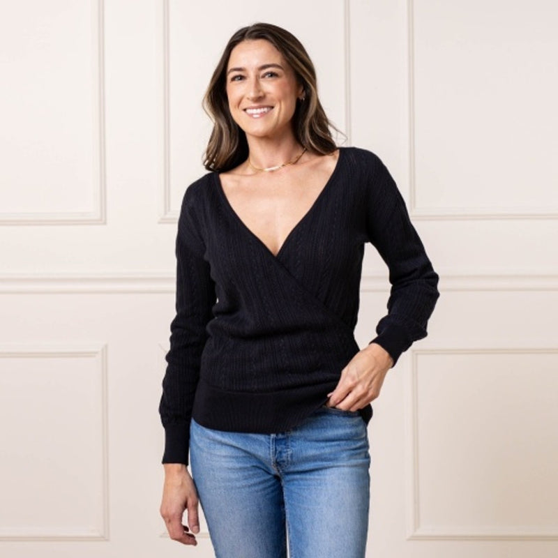 Hope & Henry - Womens Reversible Wrap Sweater