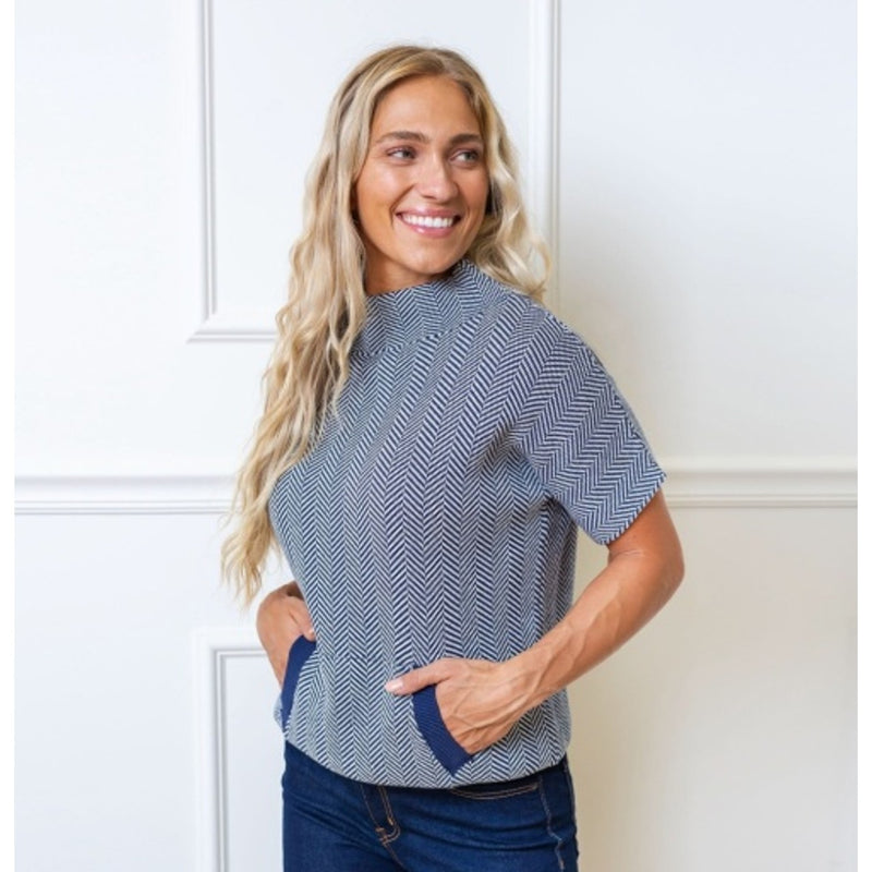 Hope & Henry - Womens Mock Neck Short Sleeve Sweater